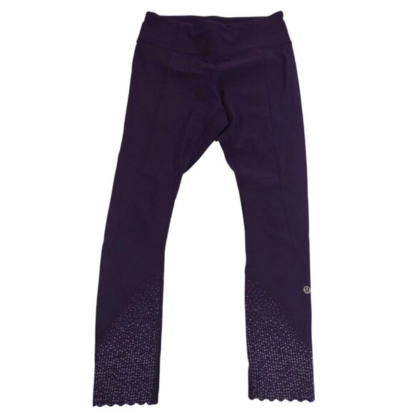 EXC Lululemon Tight Stuff Tight Deep Zinfandel Purple Reflective Scalloped 6 - Picture 2 of 7